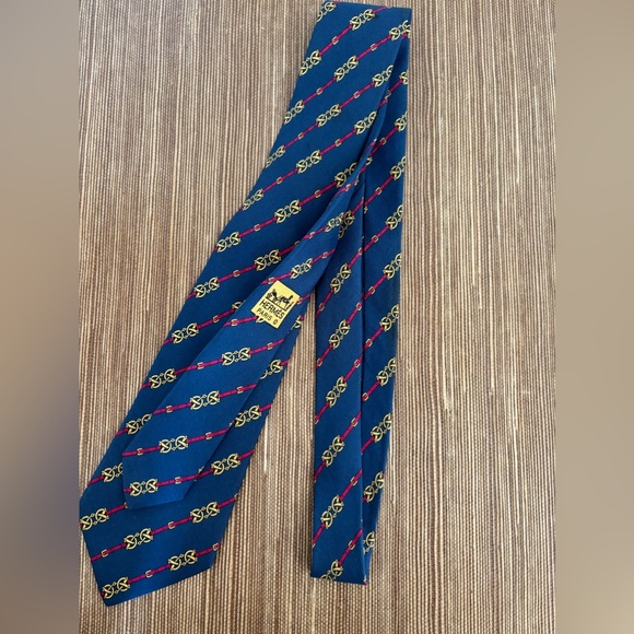 Hermes MORS Blue Silk Tie - Picture 3 of 6